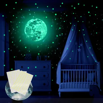 Zollor Svetlobna 239pcs/set Zvezde Pike Luna Stenske Dekorativne Nalepke Doma Žareti v Temno Fluorescentna Nalepka Okno Vrata Decal