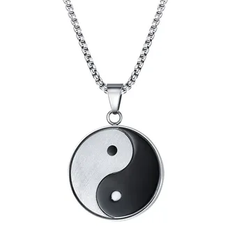 ZORCVENS Kitajski Mistični Simbol Yin Yang Ogrlico, Obesek za Moške iz Nerjavečega Jekla Čenče Meditacijo Joga Dveh Ton Moški Nakit