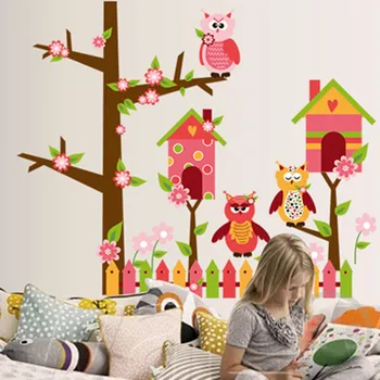 Zs Nalepke, 60*75 cm džungle gozdnih sov drevo stenske nalepke otrok soba dekoracijo baby adhesive vinyl otroci sobo, stene decals