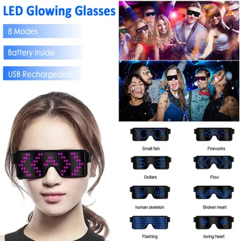 Čarobno Hitro Bliskavico Led Party Očala USB Charge Svetlobna Očala Božični Koncert DJ Električni Zlogov Stranka Eye Glasses
