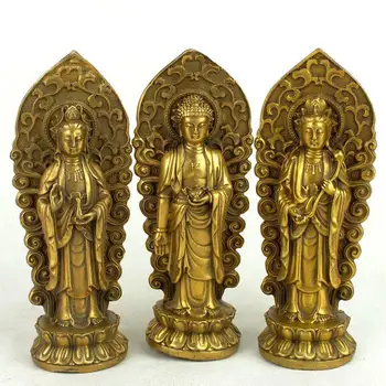 Čisti baker, tri svetnike zahoda, kip bude, Amitabha, Guanyin , Mahasthamaprapta Bodhisattva, 3 slog neobvezno~