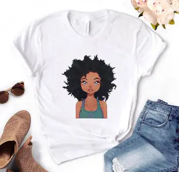 črno dekle afro risanje, Tiskanje Ženske tshirt Bombaž Priložnostne Smešno t shirt Darilo Za Lady Yong Dekle Top Tee PM-59