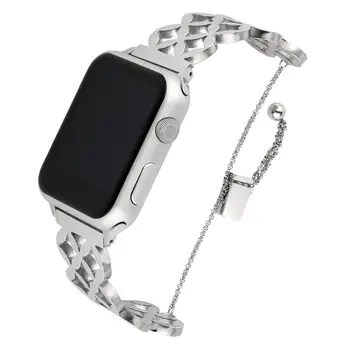 Ženske Bling iz Nerjavečega Jekla Watchband za iWatch Apple Watch 44 mm 40 mm 42mm 38 mm Serije 5 4 3 2 1 Ženski Pas za Zapestje Trak Pasu