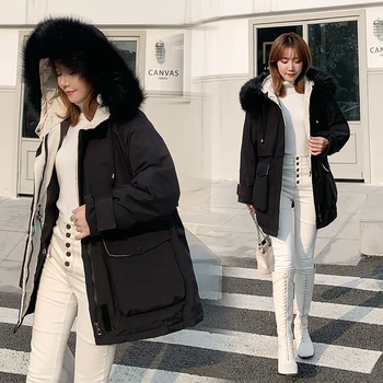 Ženske bombaž-padded jakna ženske 2020 nove zimske mid-dolžina korejskem slogu svoboden študent orodje jopič zimski suknjič bombaž