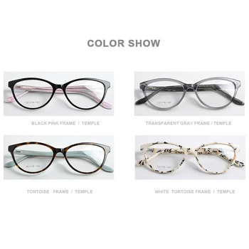 Ženske Cat-eye glasses Okvir Moda Acetat Optični Okvir za obrezovanje w/ Pomladni Tečaj Bela Tortoise Očala Tortoise Očala 52mm-16mm