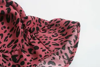 Ženske Elegantna Moda Leopard Tiskanja Naguban Mini Obleka Letnik Pol Rokav Nazaj Zadrgo Ogrlicom Ženske Obleke Mujer