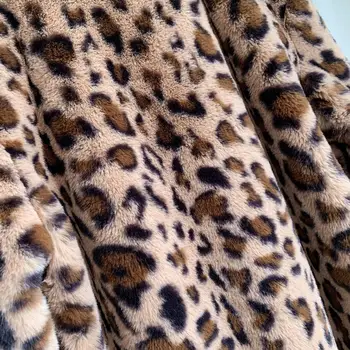 Ženske Leopard Tiskanja Suknjič Faux Kotlovec Suknjič Svoboden Srednje Dolg Jagnje Plašč Dolg Rokav Priložnostne Krzno Plašč Vrhnja Oblačila Vrh Zimski Suknji