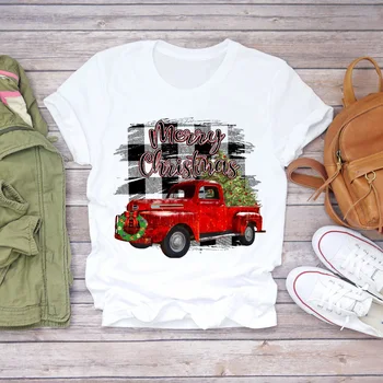 Ženske majice Drevo Leopard Letnik 90. letih Srčkan Tovornjak Vesel Božič Tiskanja Lady Ženska Grafični T Top Majica Ženska Tee T-Shirt
