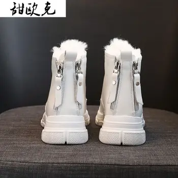 Ženski Škornji Sneg Škornji Nove Modne Zimske Martin Kratek Škornji Zimski Modeli Plus Žamet Bombaž Čevlji Debel Toplo Zimsko Obutev