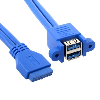 0,5 M 20pin USB 3.0 na Dvojni USB 3.0 Ženski Dvojni USB3.0 2 port, da 19pin Ženski Motherboard Gori dvojčka kabel Adapter z vijakom
