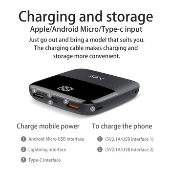 10000mAh Mini Power Bank Za iPhone Xiaomi Huawei Samsung Led Zaslon Močna Banka Zunanji Polnilnik Prenosni Poverbank