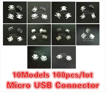 10Models 100 kozarcev skupaj Mikro USB 5Pin jack rep sockect Priključek Mikro Usb vrata sockect za samsung Lenovo, Huawei ZTE HTC itd