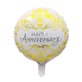 10pcs 18 inch Vesel Obletnico Folija Baloni Rojstni dan Baloni, Dekoracija Poroka Stranka Dobave Napihljivi Zračni Gobos Žogo