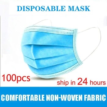 10pcs Mascarillas Razpoložljivi Nonwove 3 Plast Vložek Filtra Masko Usta Filter za Dihanje Dustproof Usta Kape Modri Moda Masko