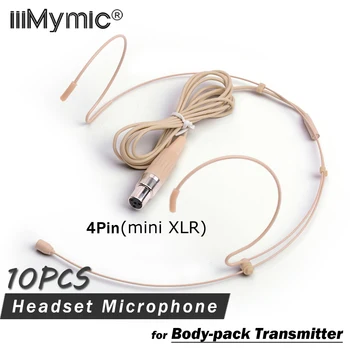 10PCS Profesionalne Slušalke Headworn Kondenzatorski Mikrofon SHURE Mikrofon Za Brezžično Telo-pack Oddajnik 4pin mini XLR TA4F Plug