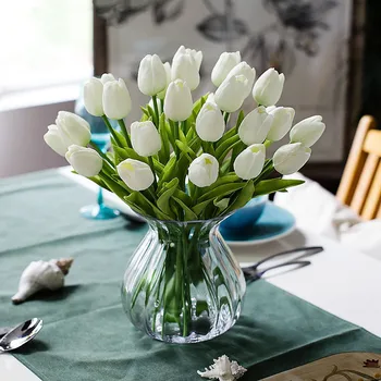 10Pcs/Veliko PU Tulipanov Umetno Cvetje Šopek Dekorativni Svile Cvetja Poroko Zaprtih Počitnice Dekoracijo iz Lateksa Ponaredek Cvet