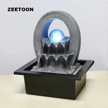 110V-220V Zen Stilu Rockery Mini Vodnjak LED Kristalno Kroglo Zraka Vlažilnik Feng Shui Namizni Okraski Srečen Dom Dekor