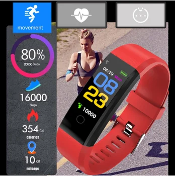 115Plus Zapestnico, Srčni utrip, Krvni Tlak Smart Band Fitnes Tracker Smartband Bluetooth Manšeta za fitbits Pametno Gledati