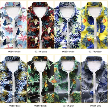 16 Barve Moške Cvetlični Majica 2020 Poletje Nov Modni Priložnostne Havajih Tiskanje Kratek Sleeve Majica Moški blagovne Znamke Plus Velikost 5XL 6XL 7XL