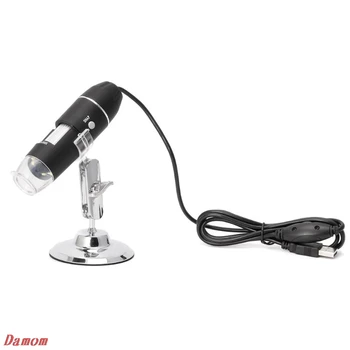 1600X USB Digitalni Mikroskop Fotoaparat Endoskop 8LED Lupo s Kovinsko Stojalo