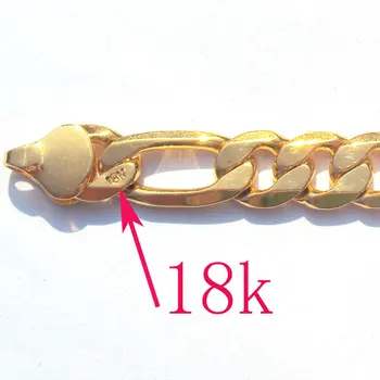 18 k Solid Gold, ki je Napolnjena VERODOSTOJNO 18 k ožigosan 10 mm fino Figaro Verige ogrlico V Najboljši