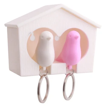 1set Nov Prihod Ljubimec Vrabec Birdhouse Keychain Doma Steno Kavljem Ptičje Gnezdo Držalo za ključe Darila