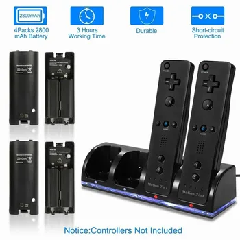 2/4 Za Nintendo Wii Remote Controller Polnjenje Dock Postajo Za Polnjenje Baterije Pack+ Polnilnik Dock Za Wii U Gamepad