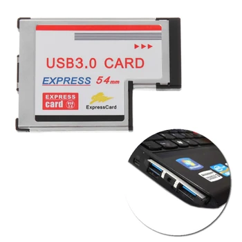 2 Dual Port USB 3.0 HUB Express Kartico ExpressCard Skrite 54 mm Adapter za Prenosnik