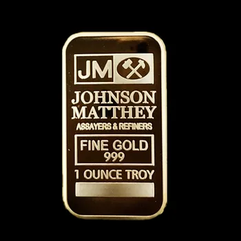 2 kos nemagnetni Johnson Matthey JM plemenitih kovin, bar 1 OZ 24K gold silver plated ingot značko 50 mm x 28 mm doma dekoracijo palice