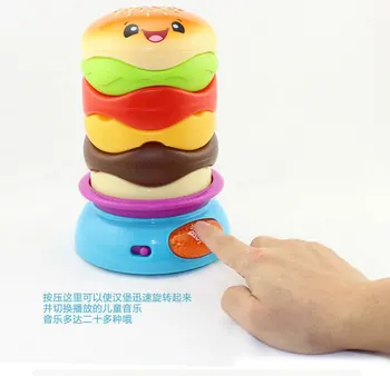 20 cm baby Smešno Kupi Pokal otroci Igrače Glasbo vrtijo hamburger Okoljske Igra inteligence Zložene Plastičnih električne Igrače Otrok