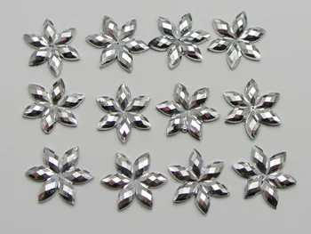 200 Srebrno ploščo Flatback Akril Flatback Gladko Star Cvet Nosorogovo Draguljev, 12 mm