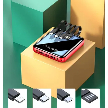 20000mAh Ogledalo, Mini Power Bank Prenosni Zunanje Baterije Powerbank telefonskega Polnilnika Z Micro USB TIP C Kabel Poverbank