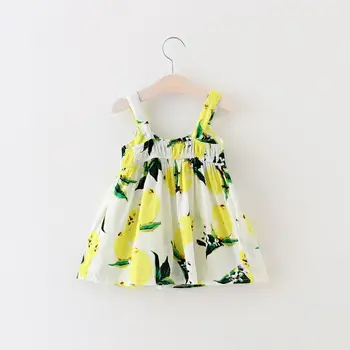 2016 Nov Baby dekleta oblačenja Limone natisnjeni Malčka Poletje Dojencek Dekliška Oblačila brez Rokavov Cvetlični Sundress