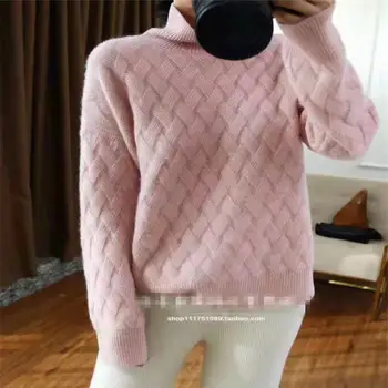 2019 jeseni in pozimi novo kašmir pulover ženska debela visok ovratnik pulover ženske izgubijo glavo mat pleteni pulover