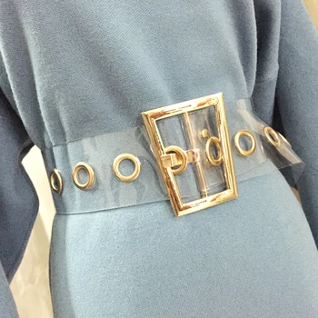 2019 moda Trapezna zlato Kovinsko Sponko Širok Pas Pasu za Žensko Prosojni barvi pasu za Obleko, Jeans, Ženski Pas Pasovi