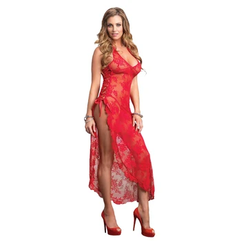 2019 Rdeče seksi, polno listkov spavaćica elegantno nightgown ženske salon perilo dolgo obleko pritožbe spodnje perilo za ženske plus velikost S-6XL