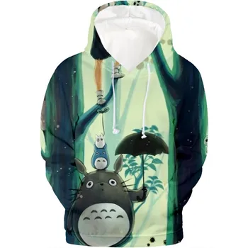 2019 Totoro 3d Hoodies Animacija Majica Jeseni, Pozimi Moške Dolgimi Rokavi, Puloverji Trenirko Plus Velikost Moda 3D Oblačila