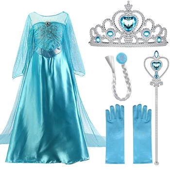 2020 Elsa Obleke Za Dekleta Princesa Anna Obleko Elsa Kostume Stranka, Cosplay Elza Vestidos Lase Pribor Set Otroci Dekliška Oblačila