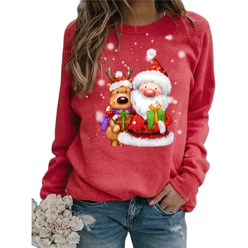 #2020 Moda Božič ženski Puloverji Božič Tiskanja Dolgo sleeved Puloverji Priložnostne Vrh Svoboden Puloverji Pulover Ženske свитер