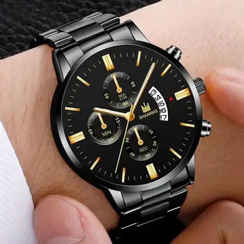 2020 Moških luksuzni poslovni Vojaške Quartz uro zlato iz nerjavečega jekla pasu moške ure, Datum, koledar moška ura Relogio neposredno