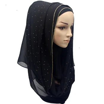 2020 Nov Modni Šifon Diamond Zaviti Headscarf Muslimanske Ženske Šal Turban Islamske headscarf femme musulman Hidžab Šal