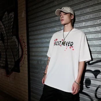 2020 nov poletni prosti čas Kitajskem Slogu Žerjav kratkimi rokavi moški izgubijo pol rokav hip hop ins ljubitelji' T-shirt modne blagovne znamke
