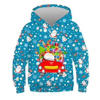 2020 Nove Božič Fantje jopiči za dekleta, otroci Kapičastih pulover Jeseni, Pozimi, tiskanje Otrok kapičastih pulover 8-12T Božič
