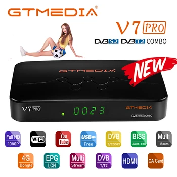 2020 NOVO GTMEDIA V7 pro DVB-S/S2/S2X+T/T2 Dekoder CA Kartica Satelitski TV Sprejemnik podpira H. 265 Vgrajen WIFI bolje V7 plus TVBox