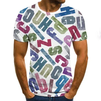 2020 Novo Pismo 3d Tisk T-shirt Priložnostne Moda Vrh Hip Hop Street Oblačila Kratek Rokav T-Shirt Velikosti Moški