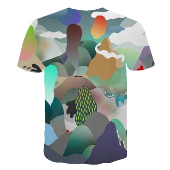 2020 Novo Tie Dye 3D Natisnjeni T-shirt za Moške Priložnostne Oversize T-shirt Poletje Kratek Rokav O-Neck Zgornji del Svoboden Multicolor T-shirt vrhovi