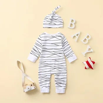 2020 otroška oblačila Poln Rokav bombaž infantis Novorojenega Dojenčka Baby Fantje Risanka Mumija Romper Jumpsuit Klobuk Pustne Obleke Set