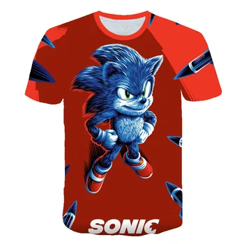 2020 Poletje Fantje Risanka Sonic hedgehog majica Modra 3D Tiskanih Dekleta Ulične Otroke, Otroci Oblačila Baby Smešno Tshirt O-Vratu