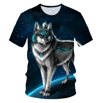 2020 Poletje Fantje živali volk majica 3D Tiskanih Dekleta Ulične Otroke, Otroci Oblačila Baby Smešno Tshirt O-Vratu
