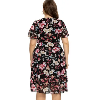 2020 Poletje ženska Plus Velikost Tiskanja Cvet Obleko modne Dame Šifon stranka elegantne obleke 4XL 5XL 6XL